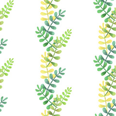 Watercolor style illustration pattern of leaves (white background, vector, cut out)