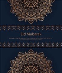 Eid Mubarak background design with ornamental mandala.Vector elegant background.