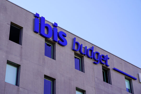 Ibis Budget Hotel Text Sign And Brand Logo On Hostel  Facade Wall Building