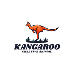 Vector Logo Illustration Kangaroo Simple Mascot Style.