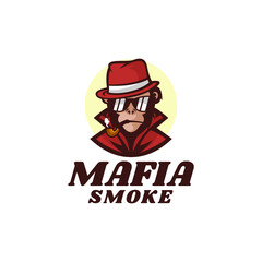 Vector Logo Illustration Mafia Monkey Mascot Cartoon Style.