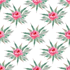 Fototapete Rund Peony Seamless Pattern floral pattern with peonies on light background, watercolor. © Elena