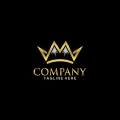 luxury mountain crown logo design