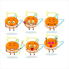 Orange dorayaki cartoon designs as a cute angel character. Vector illustration