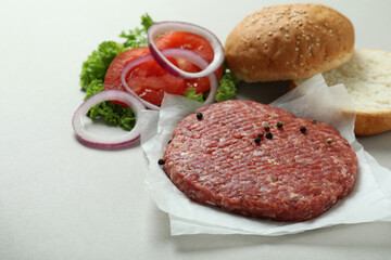 Concept of cooking burger with burger ingredients
