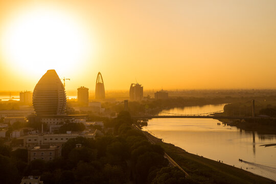 A sunset view of river Nile in Khartoum, Sudan