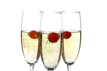 Glasses with Rossini cocktail isolated on white background