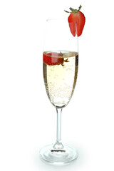 Glass with Rossini cocktail isolated on white background