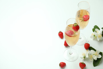 Concept of delicious drink with Rossini cocktail on white table