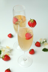 Concept of delicious drink with Rossini cocktail on white table