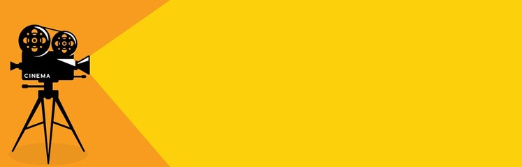 Movie time flat concept background. Cinema banner design. Vector illustration.