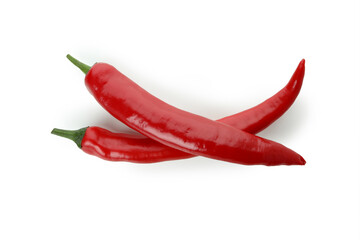 Red hot chili peppers isolated on white background