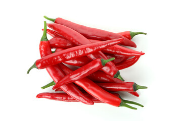 Red hot chili peppers isolated on white background