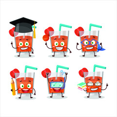 School student of tomato juice cartoon character with various expressions. Vector illustration