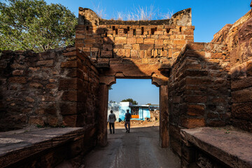 Entrance gate for upper and lower shivalaya at badami, karnataka, india