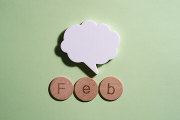 month feb with speech bubble for copy space