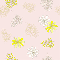 Fototapeta na wymiar Pink Yellow Flower Seamless Pattern