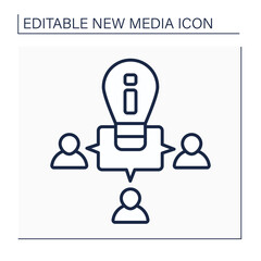 Ideas exchange line icon. Crowdsourcing. Sharing meaning with like-minded people. Communication sourced via Internet.New media concept. Isolated vector illustration.Editable stroke