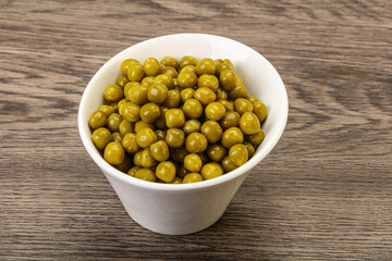 Marinated green pea in the bowl