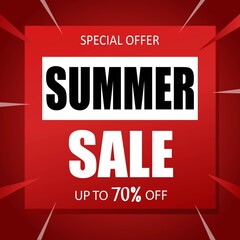 Summer sale banner special seasonal offer advertising up to 70 percent off discount template design vector illustration.