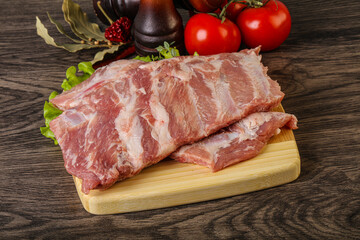 Raw pork ribs for cooking