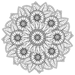 Mehndi flower for henna, mehndi, tattoo, decoration. decorative ornament in ethnic oriental style. doodle ornament. coloring book page.