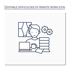 Remote work line icon. Working too much. Overworking. Work activities beyond capacity.Career difficulties concept. Isolated vector illustration. Editable stroke
