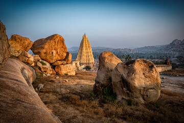 Stunning view at Sree Virupaksha Temple, Hampi, Karnataka, India
