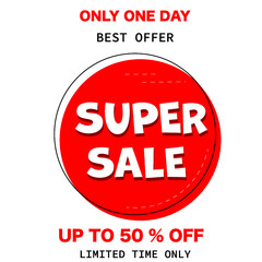 Red sale sign. Super sale icon. vector sale sign