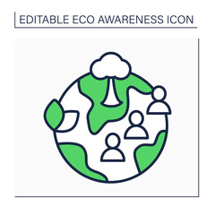 Community garden line icon. Community-managed open spaces. Land gardened collectively by groups of people.Eco awareness concept. Isolated vector illustration. Editable stroke