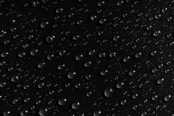 drops of water on a black background. dew on the surface.