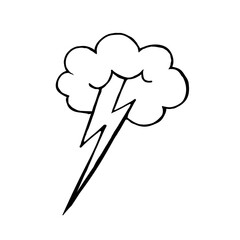 Doodle lightning with a cloud on a white background.Vector lightning can be used as designs for meteorology, coloring pages.textiles.