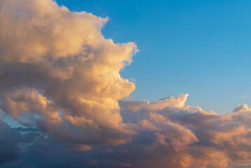 Beautiful sunset evening orange, yellow and dark clouds.Sunset evening cloud,golden cloud.Nice background.