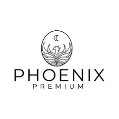 Phoenix Monoline Art Symbol Modern Logo Vector Illustration Template Icon Design