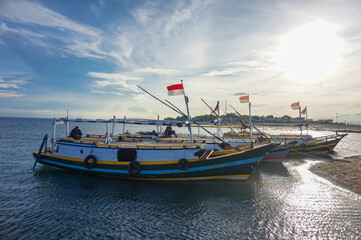 The atmosphere of a small port in Indonesia in the morning.