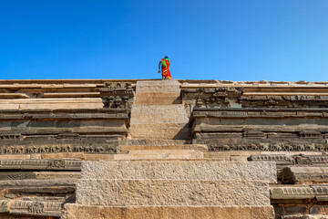 View of Mahanavami Dibba, tallest structure in the Royal Enclosure. Hampi, Karnataka, India.