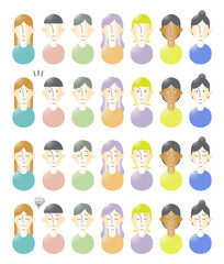 人物のアイコンセット　カラー上半身