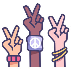 Raise hand peace icon