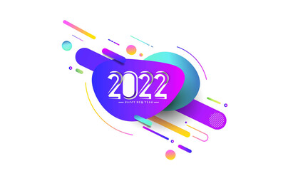 Abstract Happy New Year 2022 Text Colorful Template Greeting Card banners, Vector illustration.