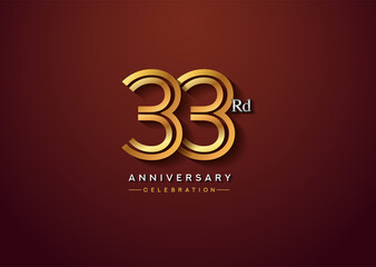 33rd anniversary celebration logotype with linked number gold and silver color isolated on elegant color. vector anniversary for celebration, invitation card, and greeting card