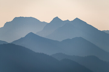 Mountain range in the allgäuer alps  near Tannheimer Tal in Austria in the morning