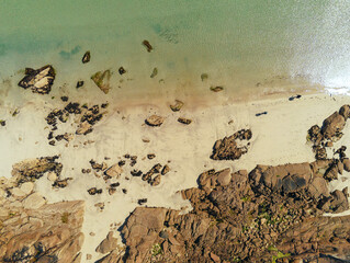 Aerial view on Gurteen bay and beach, county Galway, Ireland.