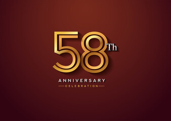 58th anniversary celebration logotype with linked number gold and silver color isolated on elegant color. vector anniversary for celebration, invitation card, and greeting card