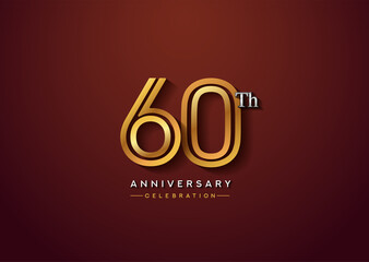 60th anniversary celebration logotype with linked number gold and silver color isolated on elegant color. vector anniversary for celebration, invitation card, and greeting card