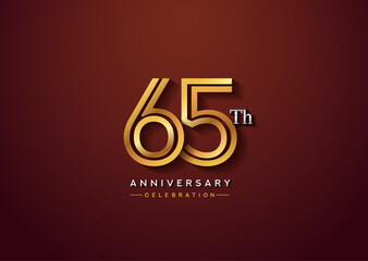 65th anniversary celebration logotype with linked number gold and silver color isolated on elegant color. vector anniversary for celebration, invitation card, and greeting card