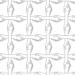 Handshake seamless pattern. Handshaking people create a network of communication and friendship. 