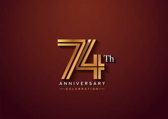 74th anniversary celebration logotype with linked number gold and silver color isolated on elegant color. vector anniversary for celebration, invitation card, and greeting card