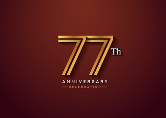 77th anniversary celebration logotype with linked number gold and silver color isolated on elegant color. vector anniversary for celebration, invitation card, and greeting card