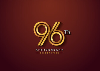96th anniversary celebration logotype with linked number gold and silver color isolated on elegant color. vector anniversary for celebration, invitation card, and greeting card