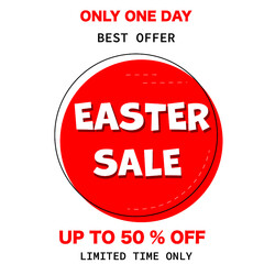 Easter sale sign. vector sale icon. red sale card